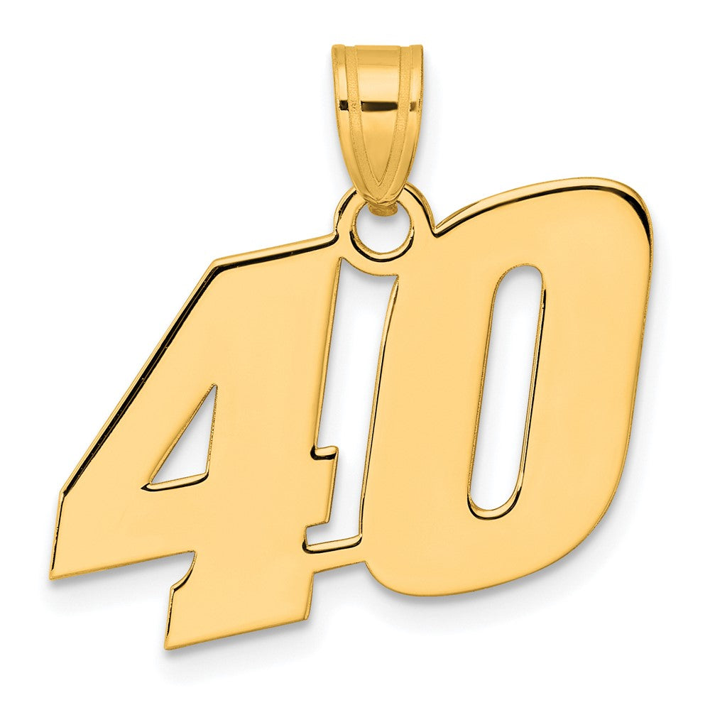 14k Polished Block Number 40 Pendant