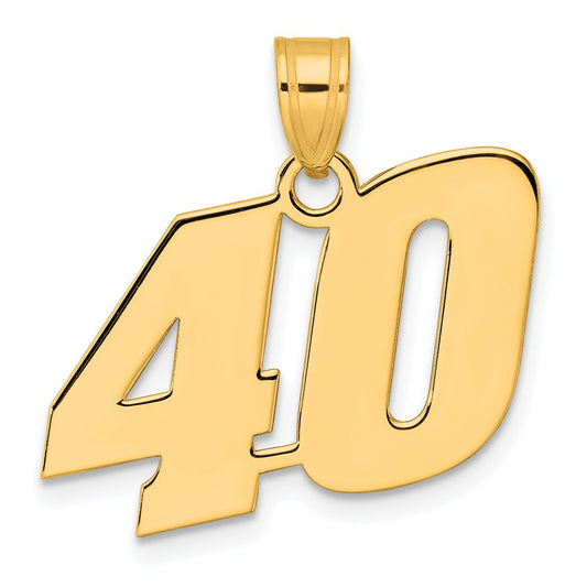 14k Polished Block Number 40 Pendant
