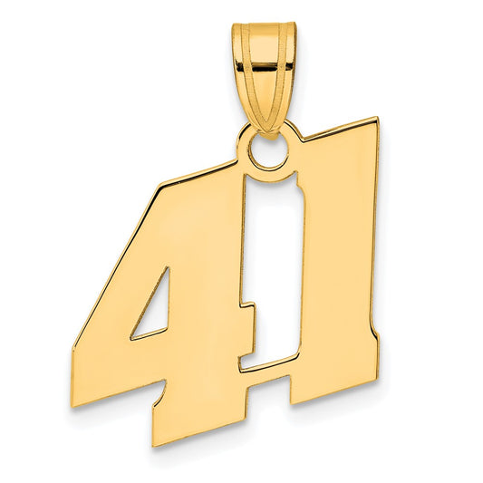 14k Polished Block Number 41 Pendant