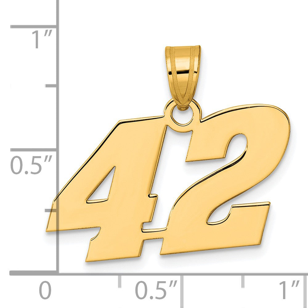 14k Polished Block Number 42 Pendant