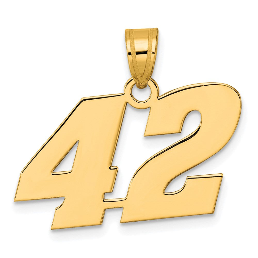 14k Polished Block Number 42 Pendant
