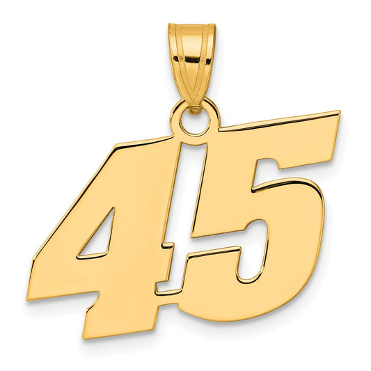 14k Polished Block Number 45 Pendant