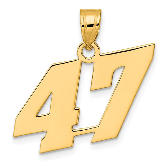 14k Polished Block Number 47 Pendant