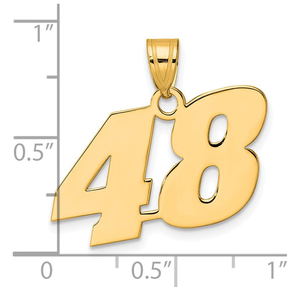 14k Polished Block Number 48 Pendant