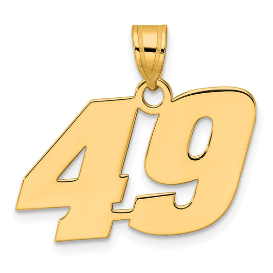14k Polished Block Number 49 Pendant