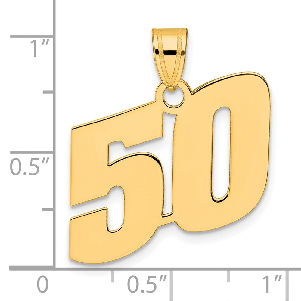 14k Polished Block Number 50 Pendant