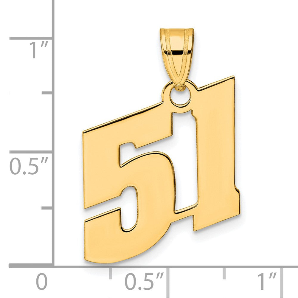 14k Polished Block Number 51 Pendant