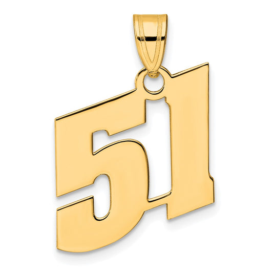 14k Polished Block Number 51 Pendant