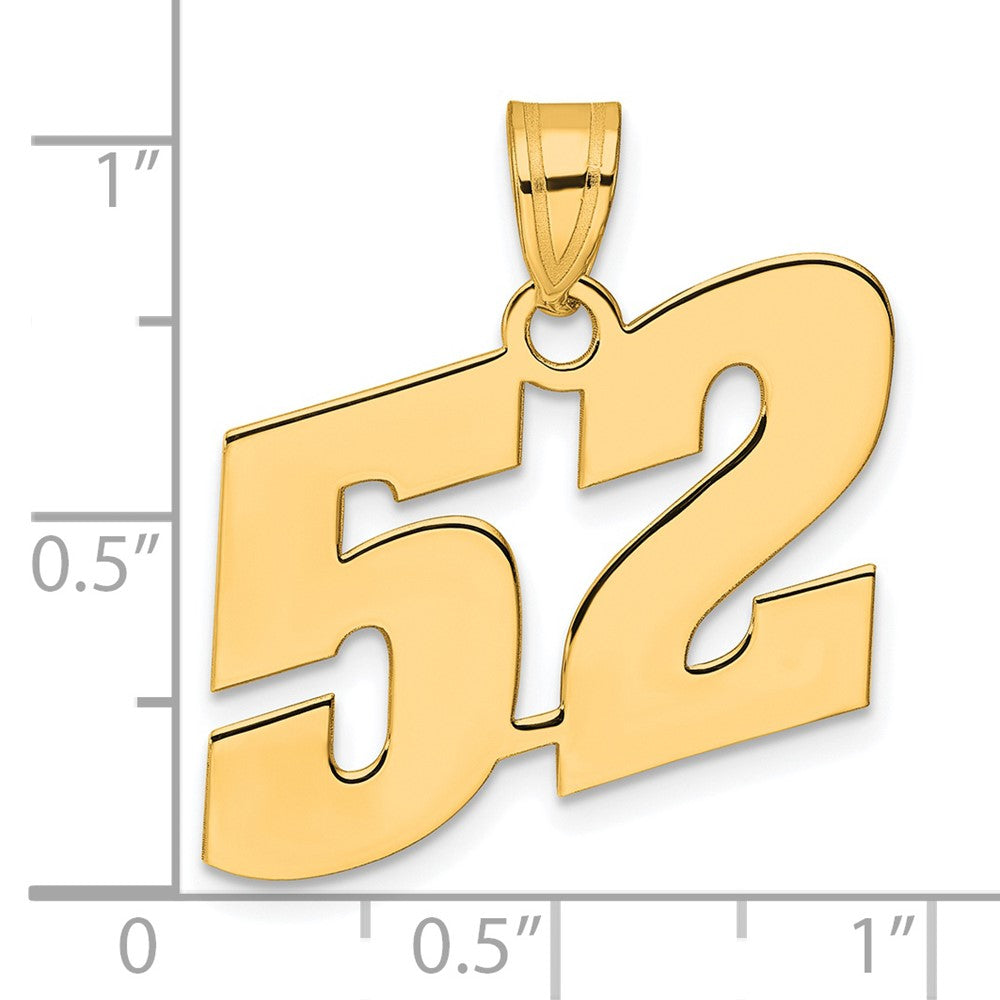 14k Polished Block Number 52 Pendant