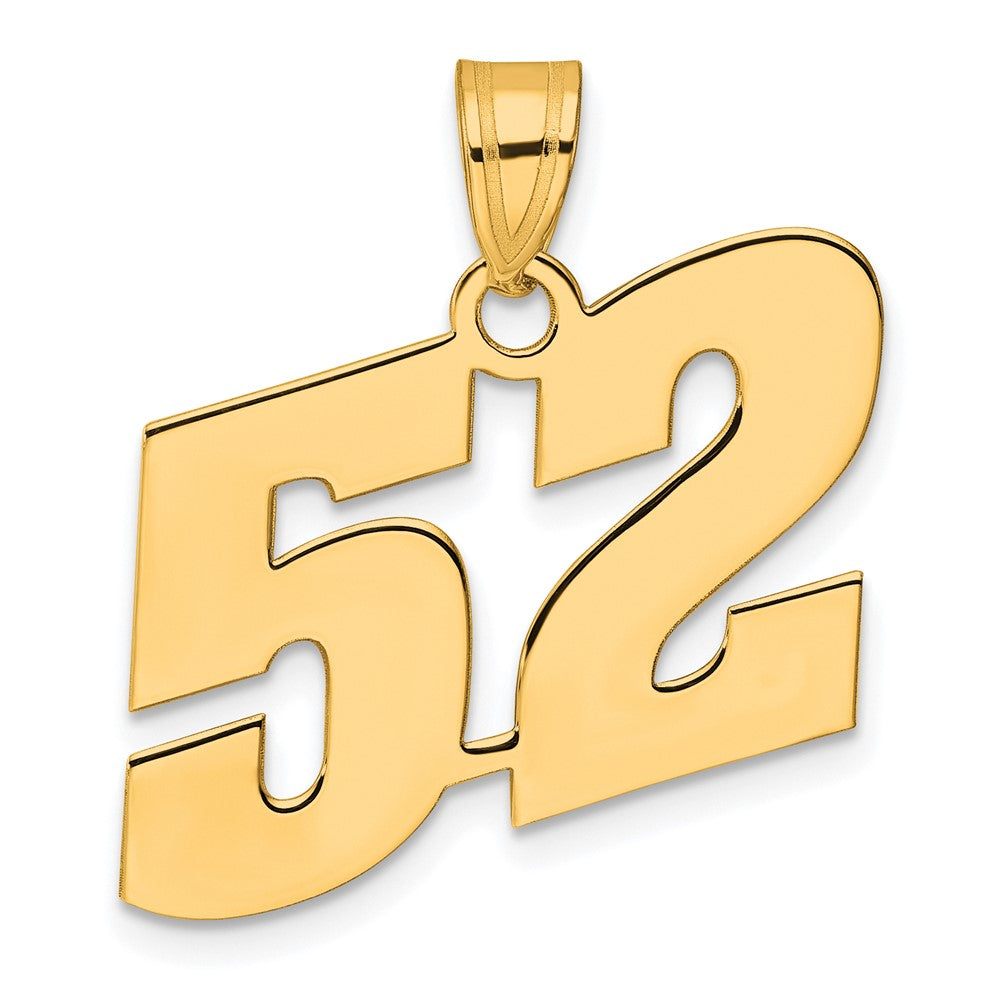 14k Polished Block Number 52 Pendant