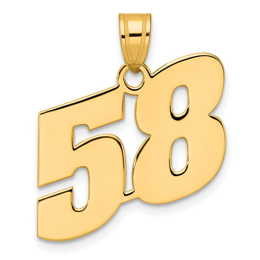 14k Polished Block Number 58 Pendant