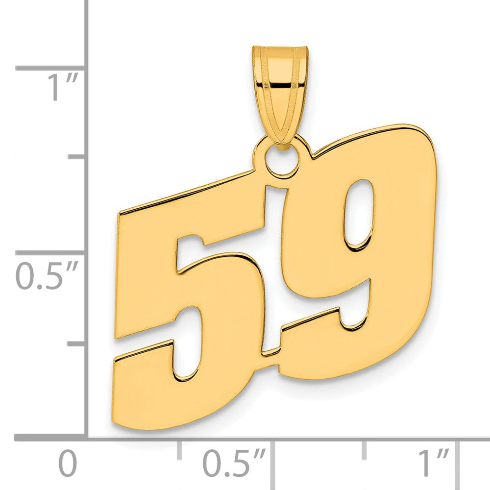 14k Polished Block Number 59 Pendant