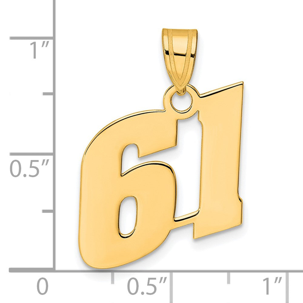 14k Polished Block Number 61 Pendant