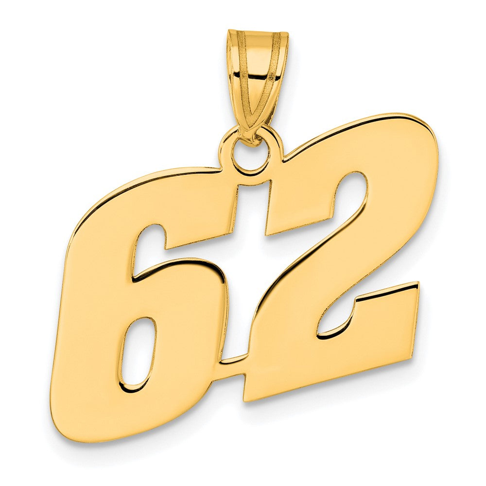 14k Polished Block Number 62 Pendant