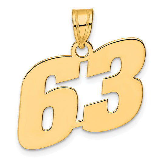 14k Polished Block Number 63 Pendant