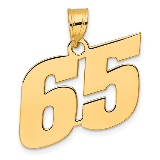 14k Polished Block Number 65 Pendant