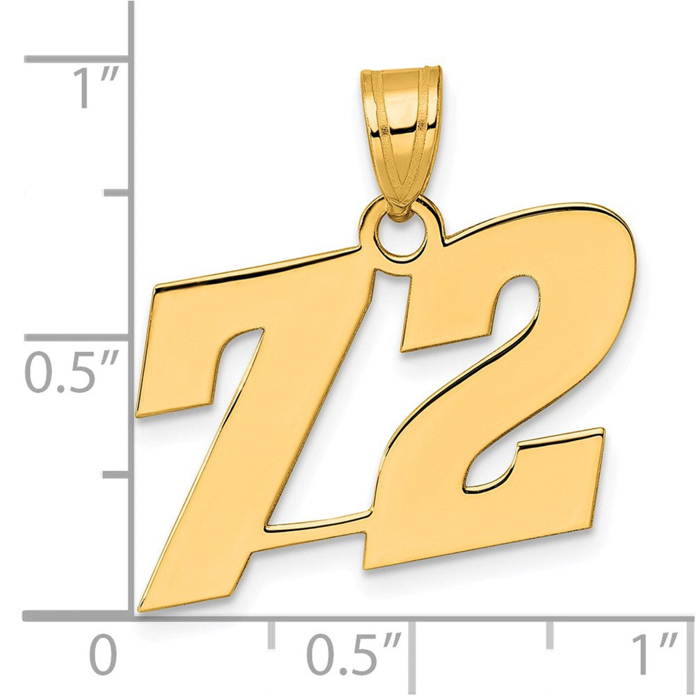 14k Polished Block Number 72 Pendant