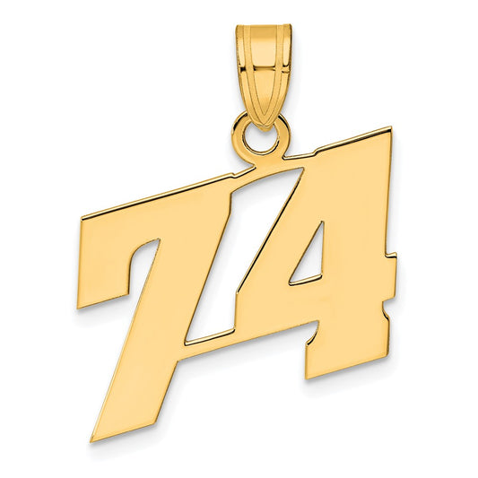 14k Polished Block Number 74 Pendant