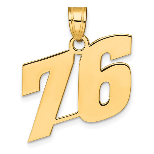 14k Polished Block Number 76 Pendant