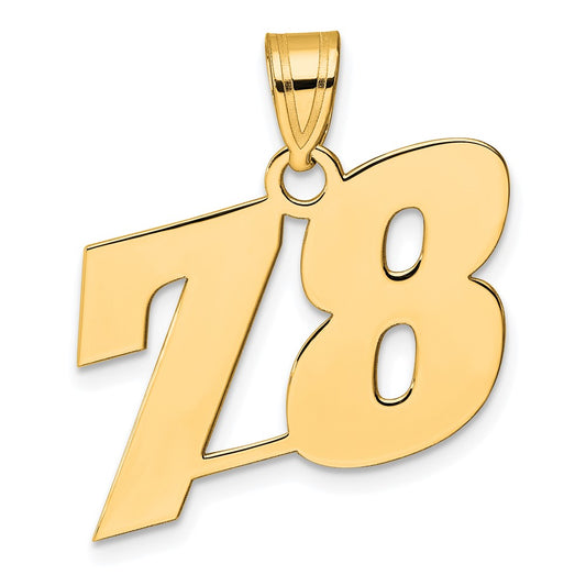 14k Polished Block Number 78 Pendant