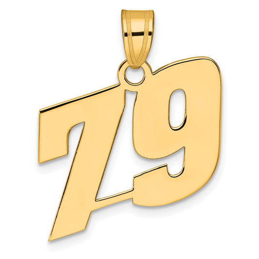 14k Polished Block Number 79 Pendant