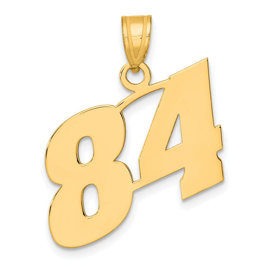 14k Polished Block Number 84 Pendant
