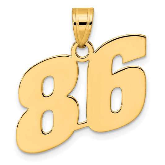 14k Polished Block Number 86 Pendant