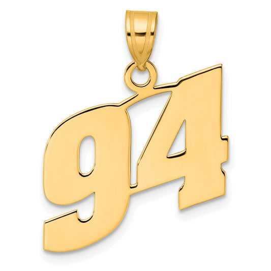 14k Polished Block Number 94 Pendant