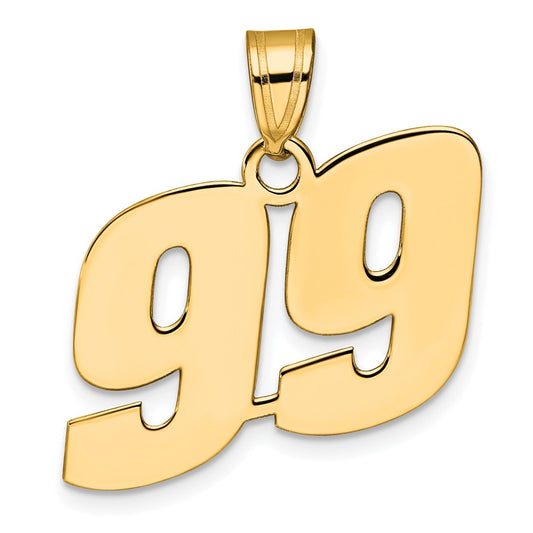14k Polished Block Number 99 Pendant