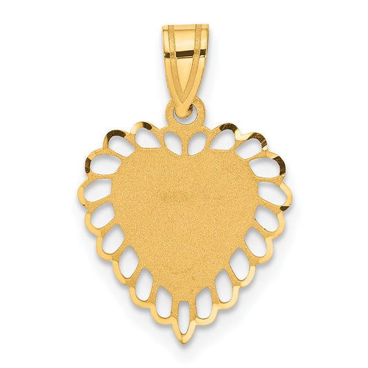 14K Polished Border Heart Pendant