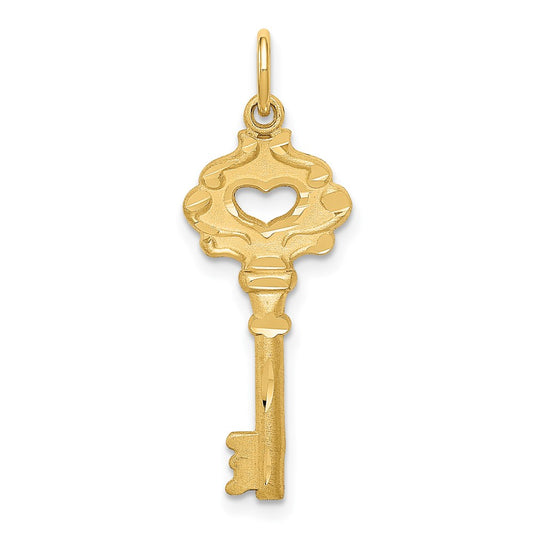 14K Polished Fancy Edge Key Charm