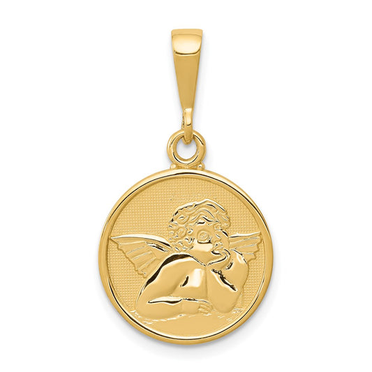 14K Polished and Satin Raphael Angel Pendant
