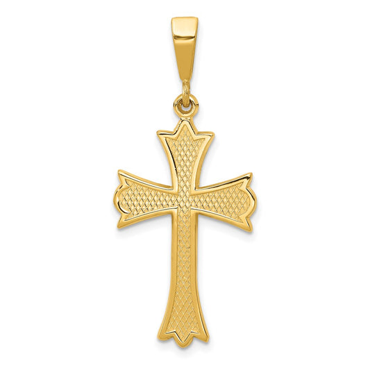 14k Fleur De Lis Cross Pendant