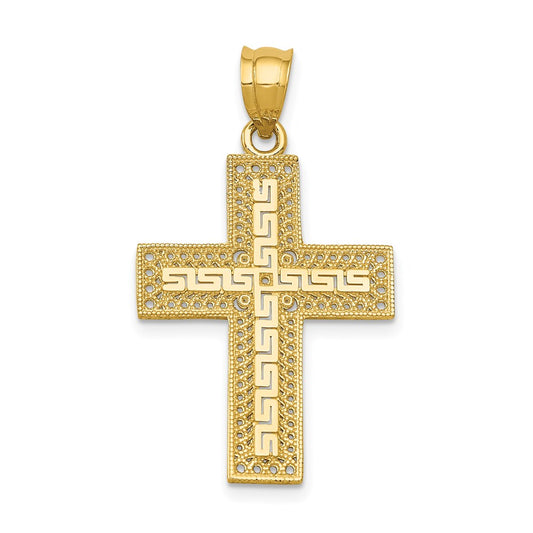 14k Greek Filigree Cross Pendant