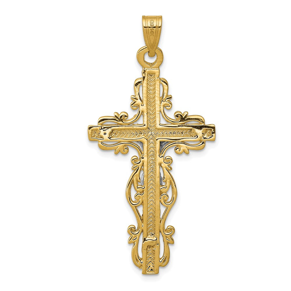 14k Two-tone Diamond-cut Crucifix Pendant
