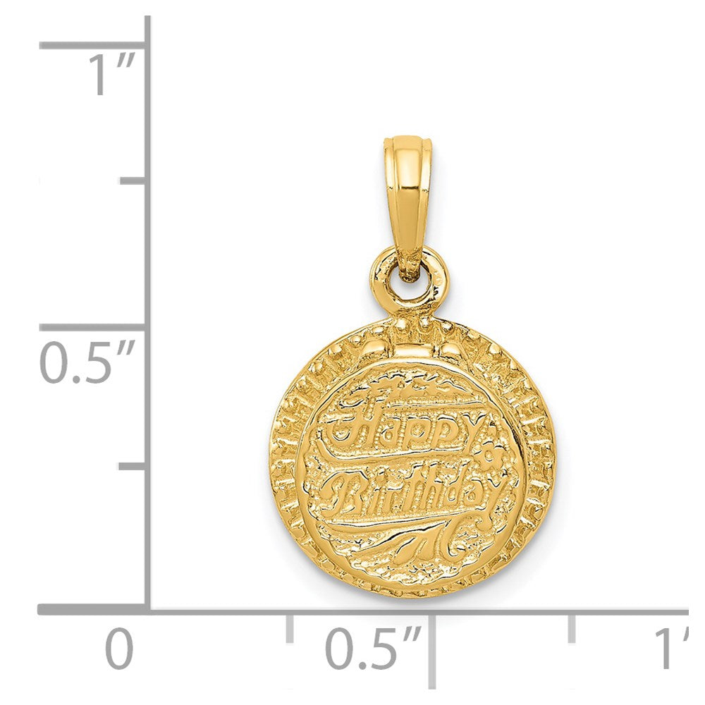 14k 3D Enamel Birthday Cake with Candle Inside Pendant