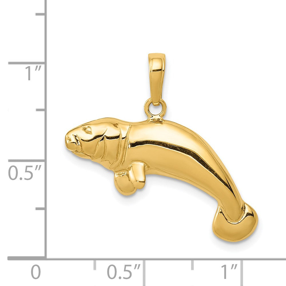 14k Solid Polished Manatee Pendant