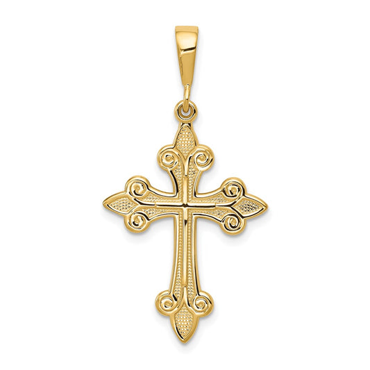14k Fleur de Lis Cross Pendant