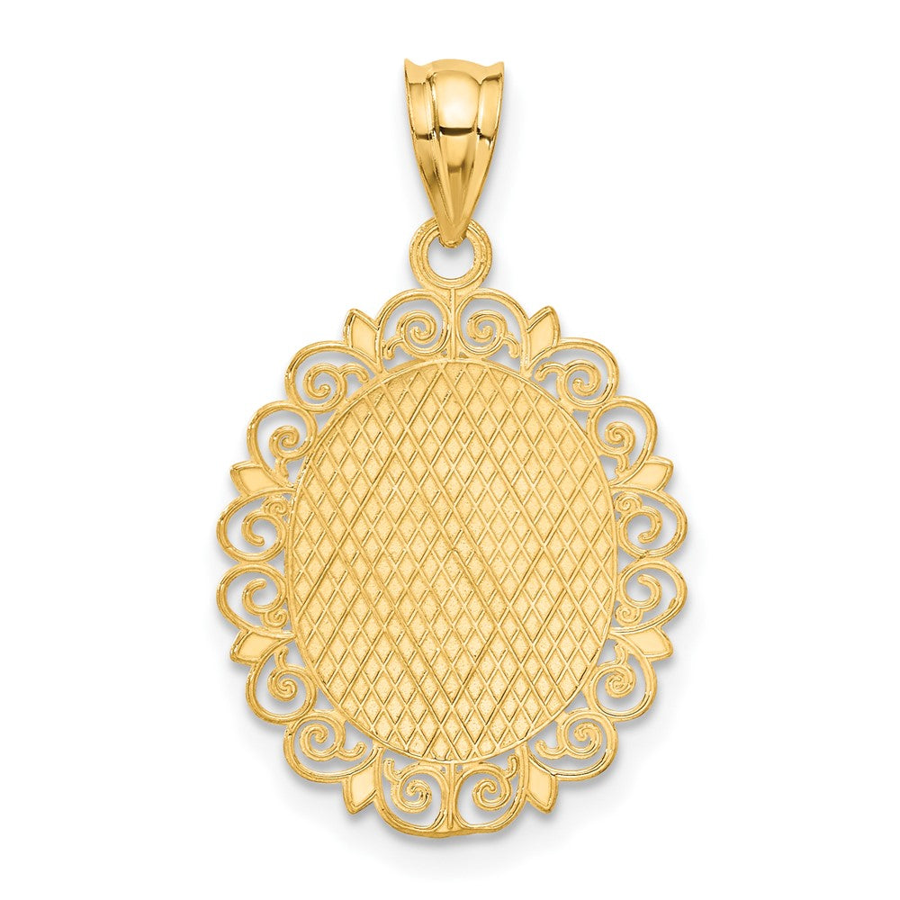 14k Solid Satin Polished Scorpio Zodiac Oval Pendant