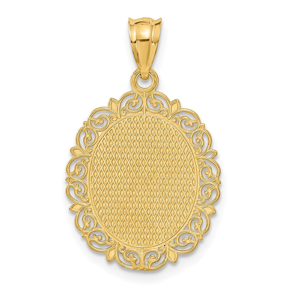 14k Solid Satin Polished Sagittarius Zodiac Oval Pendant