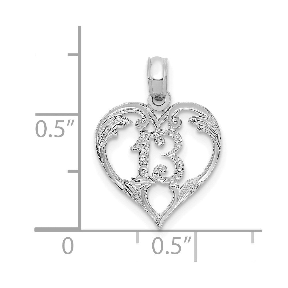 14k White Gold 13 in Heart Cut-out Pendant