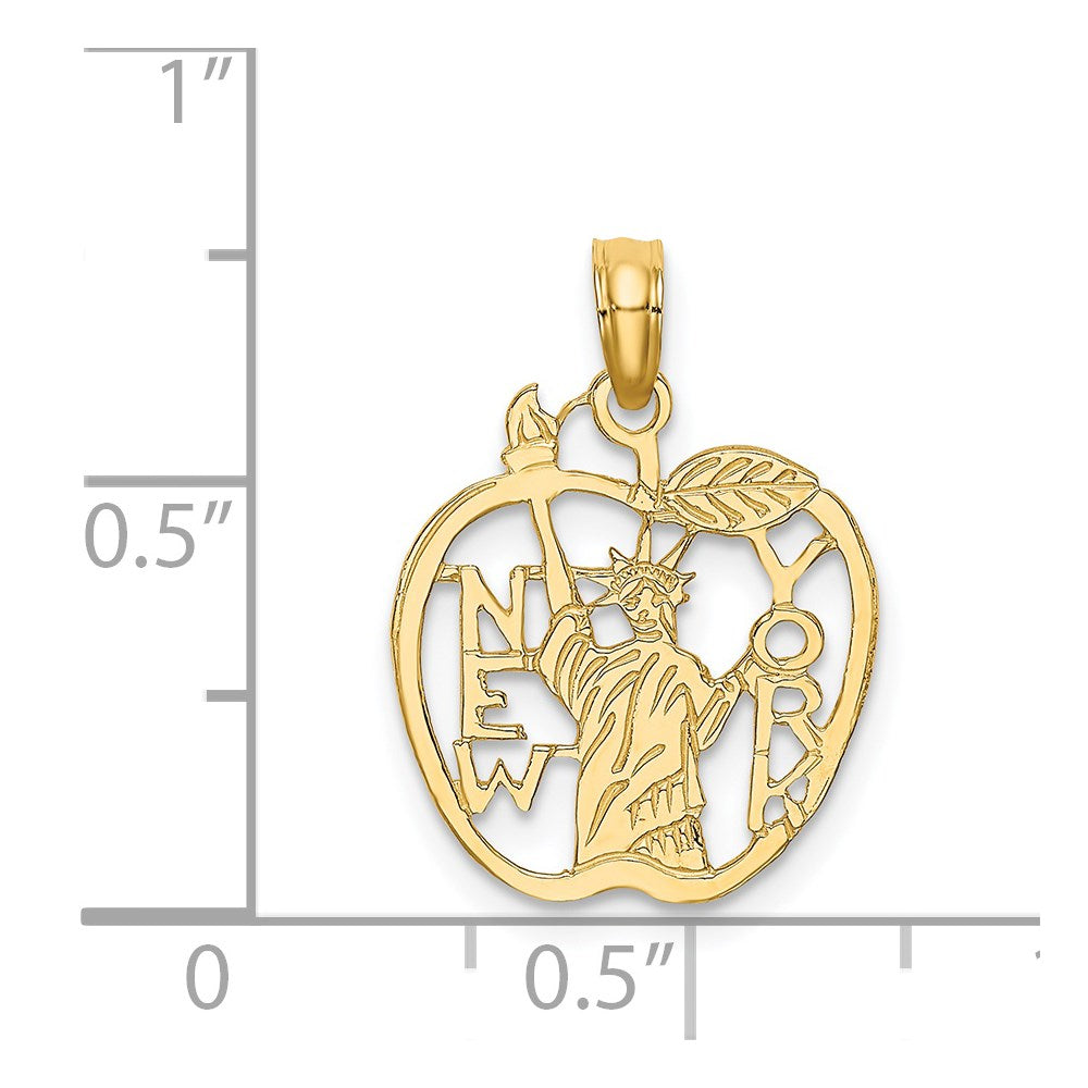 14k Cut-out NEW YORK w/Statue of Liberty in Apple Charm