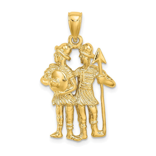 14k Large Gemini Zodiac Charm