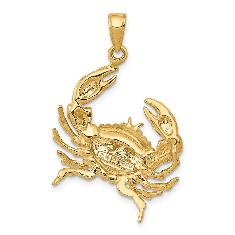 14k Stone Crab with Claw Extended Pendant