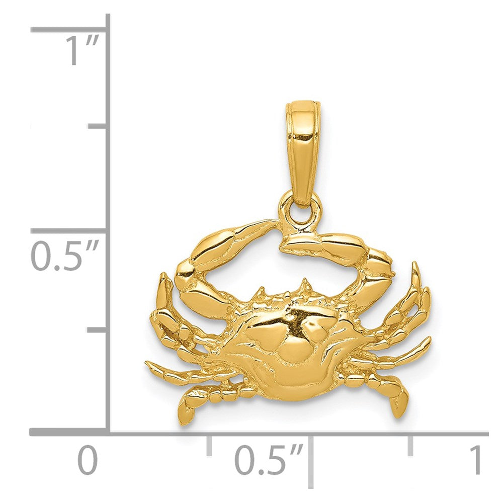 14k Blue Crab Pendant