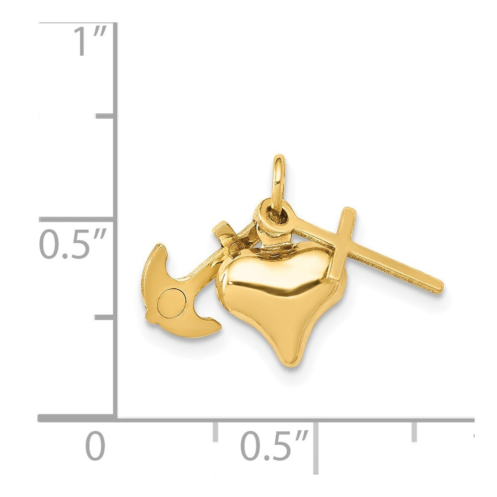 14K 3D Faith, Hope And Charity Charm