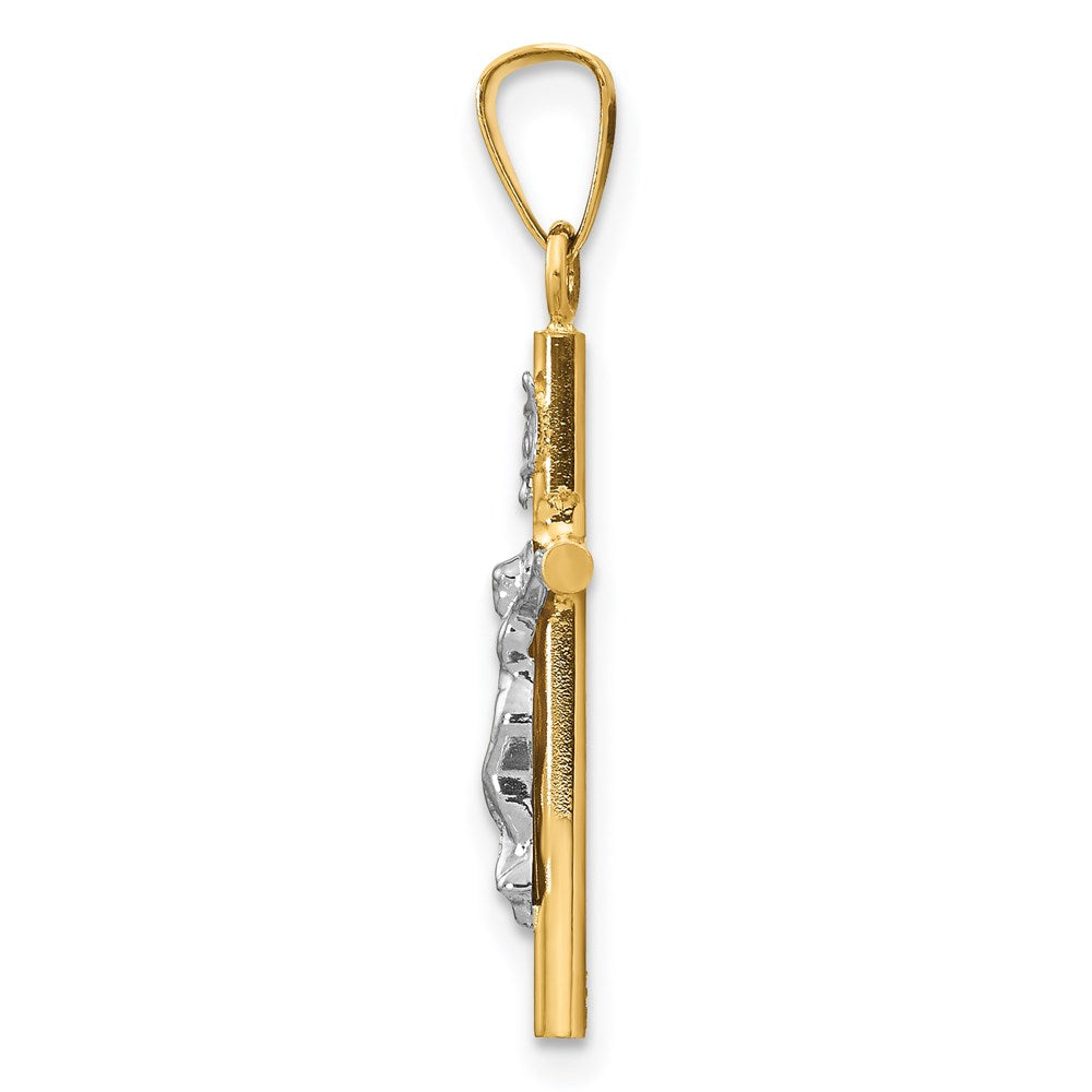 14k Two-tone INRI Crucifix Pendant
