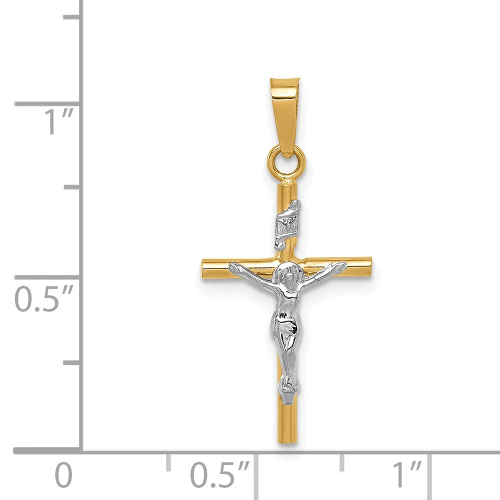 14k Two-tone INRI Crucifix Pendant