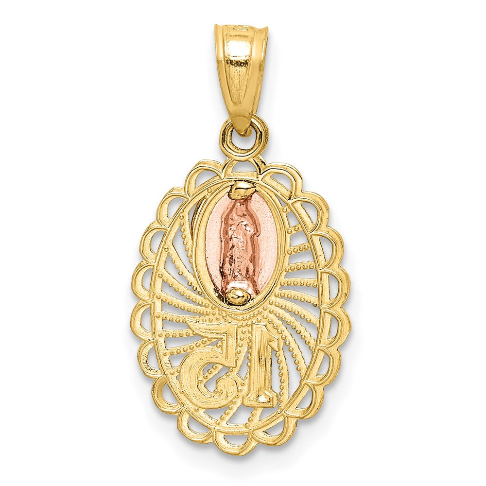 14K Two-tone w/White Rhodium Lady of Guadalupe 15 Pendant