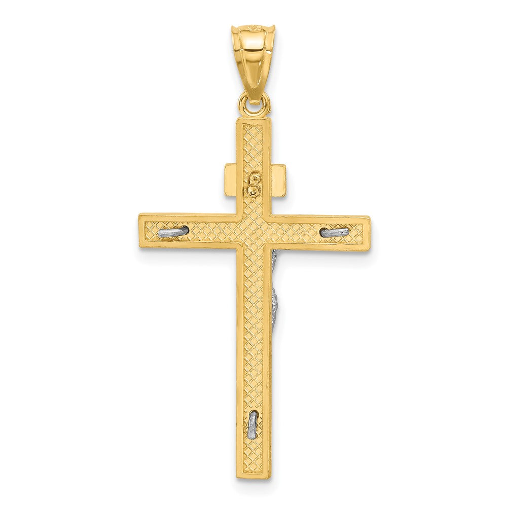 14K Two-tone INRI Crucifix Pendant